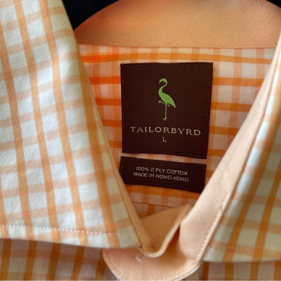 Mens TailorByrd Long-Sleeved Button up checked light orange size large cotton - Picture 5 of 9